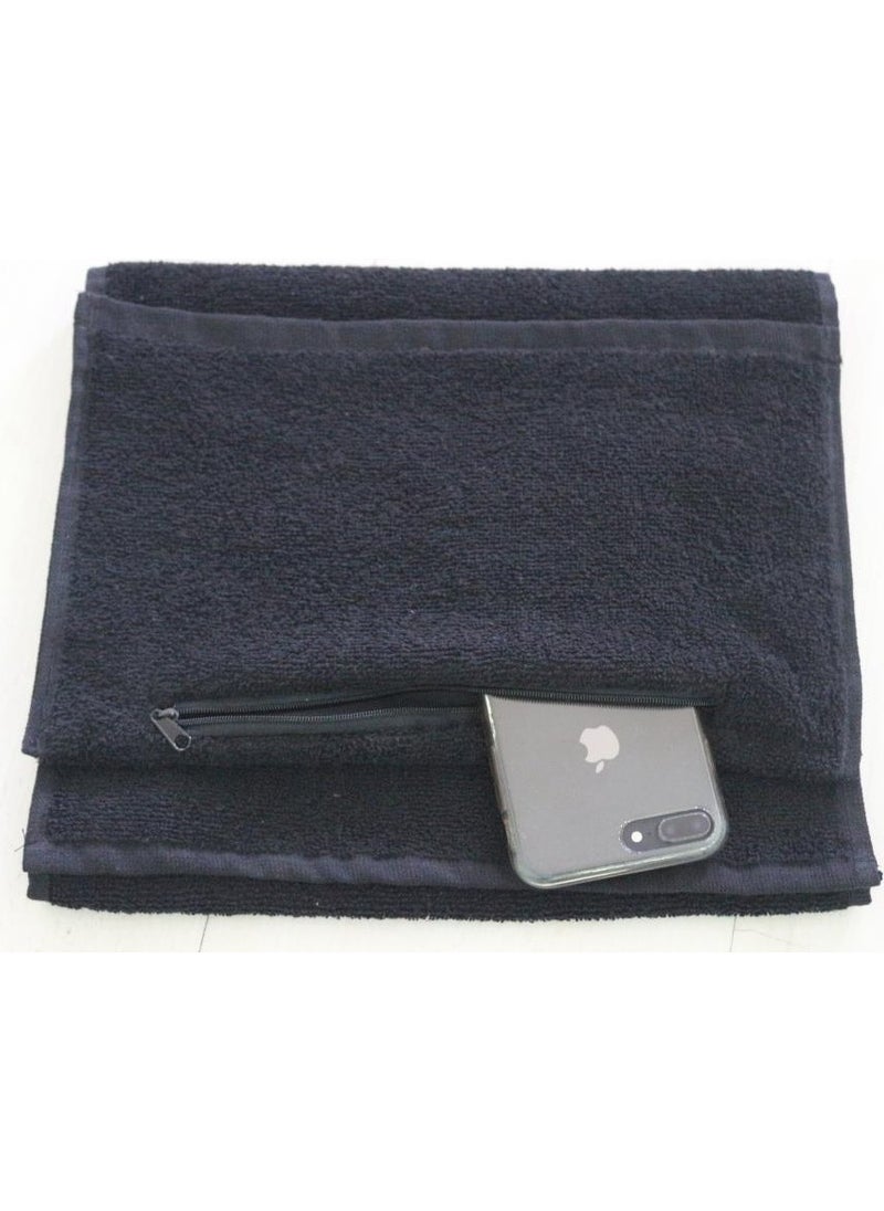 Ender Home - 30X100 Mesh Pocket Zippered Sports Towel Fitness Gym Tennis Towel - Image 1