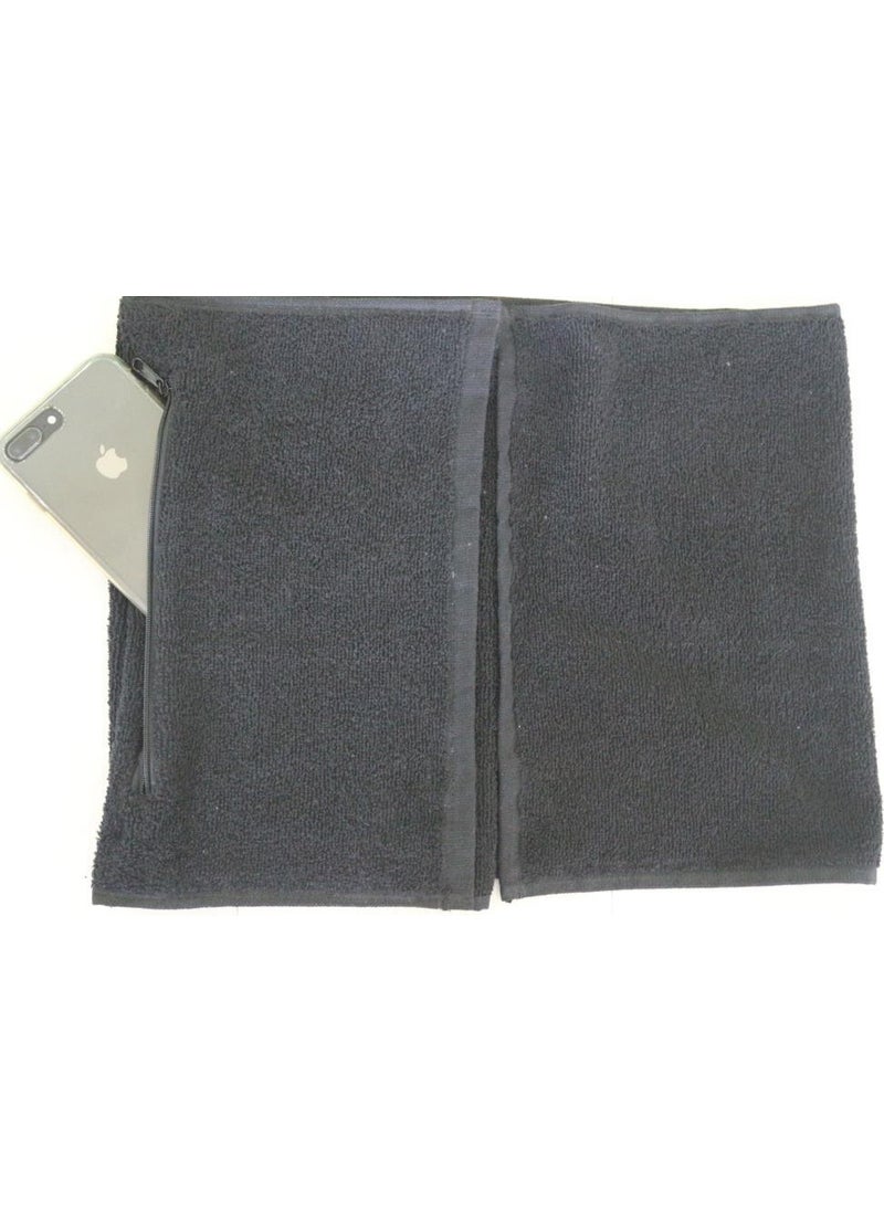 Ender Home - 30X100 Mesh Pocket Zippered Sports Towel Fitness Gym Tennis Towel - Image 1
