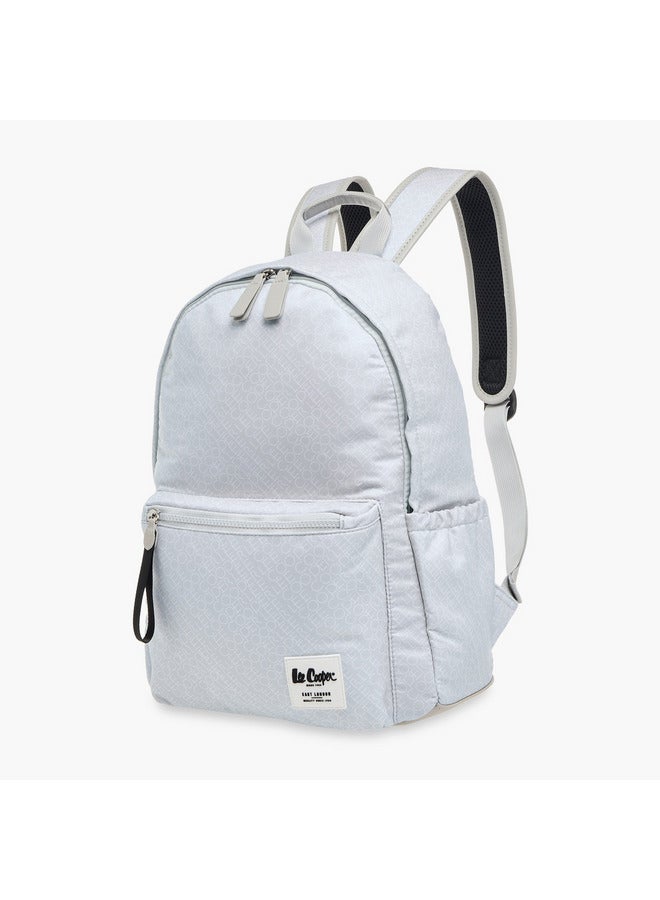 Lee Cooper Women Monogram Print Backpack with Adjustable Straps and Zip Closure - 14x33x42 cm - Image 2
