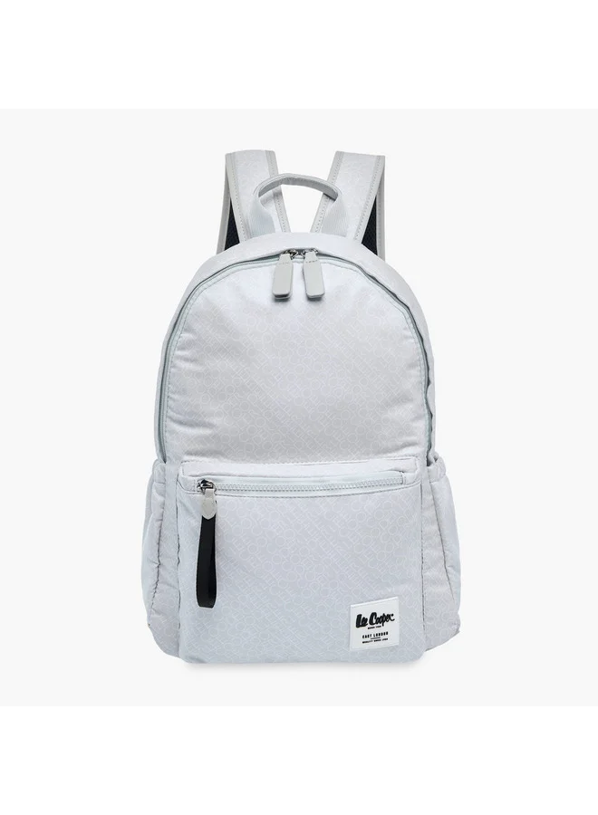 لي كوبر Women Monogram Print Backpack with Adjustable Straps and Zip Closure - 14x33x42 cm
