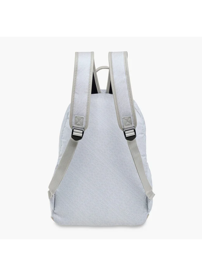 Lee Cooper  Women Monogram Print Backpack with Adjustable Straps and Zip Closure - 14x33x42 cm for Women | Best Price UAE