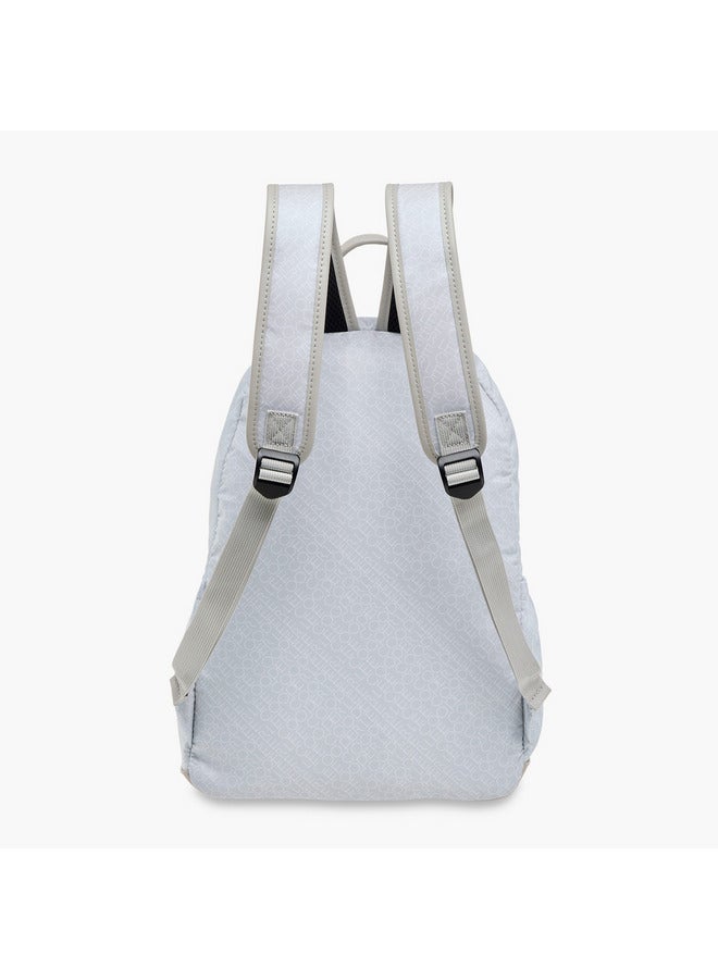 Lee Cooper Women Monogram Print Backpack with Adjustable Straps and Zip Closure - 14x33x42 cm - Image 4