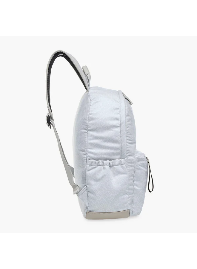 Lee Cooper  Women Monogram Print Backpack with Adjustable Straps and Zip Closure - 14x33x42 cm for Women | Best Price UAE