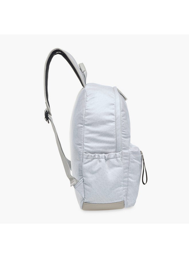 Lee Cooper Women Monogram Print Backpack with Adjustable Straps and Zip Closure - 14x33x42 cm - Image 3