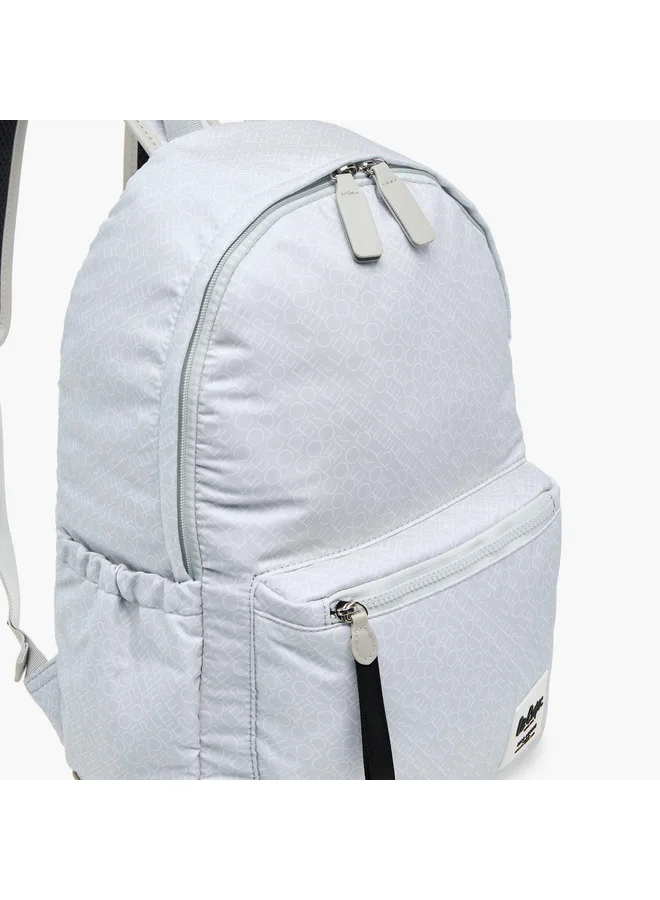 Lee Cooper  Women Monogram Print Backpack with Adjustable Straps and Zip Closure - 14x33x42 cm for Women | Best Price UAE