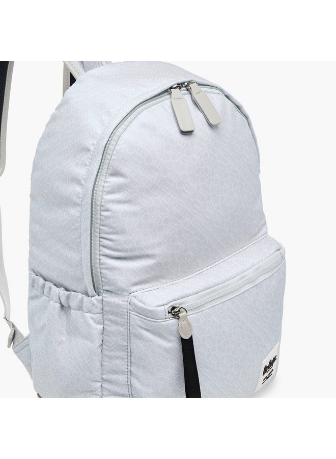 Lee Cooper Women Monogram Print Backpack with Adjustable Straps and Zip Closure - 14x33x42 cm - Image 5
