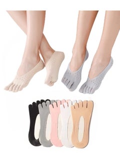 Women Orthopedic Compression Toe Socks 5 Pairs Bunion Relief Socks Orthopedic Compressing Sock Full Toe Yoga Sock with Gel Tab for Swelling Relief Split Toe Soft Breathable Five Finger Socks