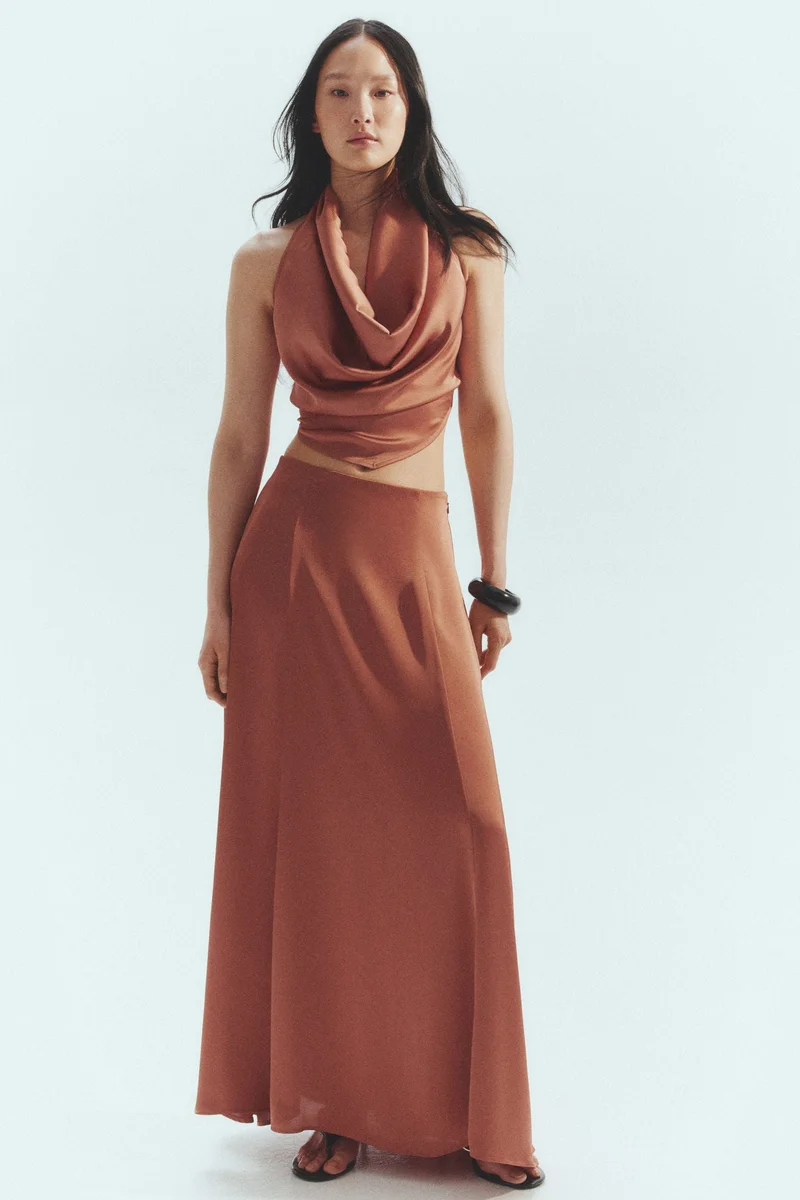 H&M Satin maxi skirt