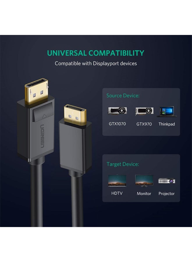 HDMI UGREEN DisplayPort Cable to DisplayPort, 4K 60Hz, 2K 144Hz, DP Cable 1.2 Male to Male Supports Graphics Card, PC, TV, Projector, Monitor etc, 5 Meters Cable Length, Black | 10213 - Image 2
