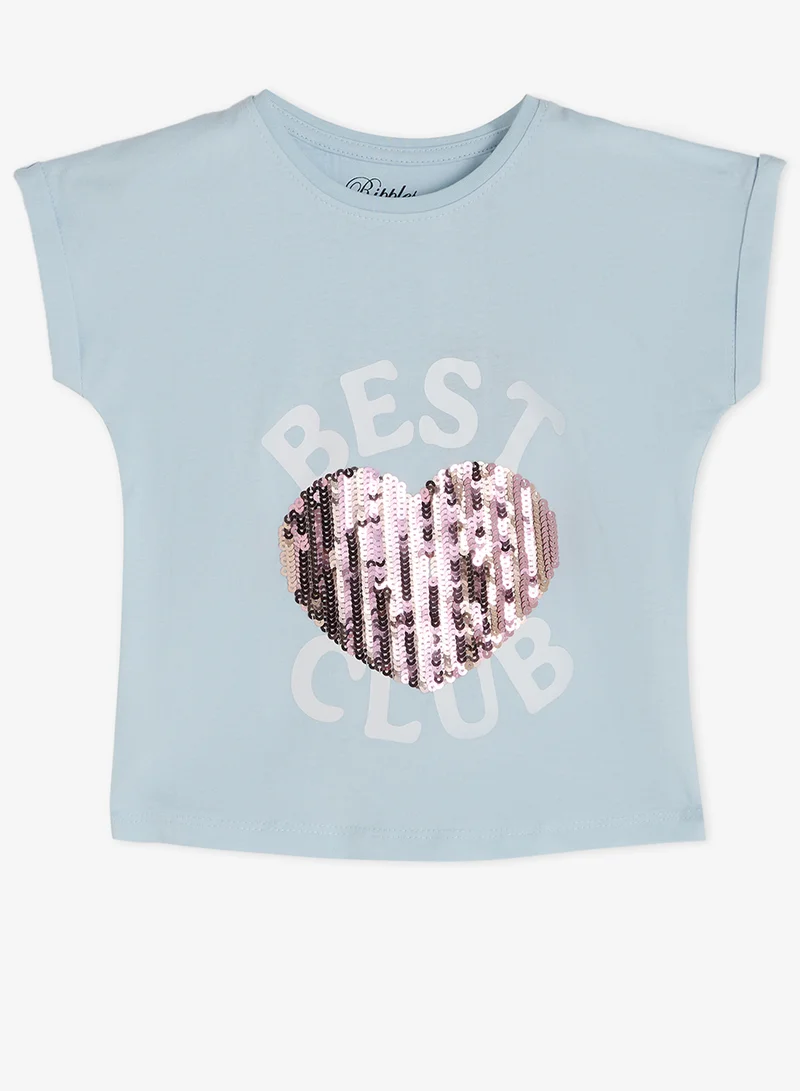 Ripples Girls Sequin Graphic T-shirt