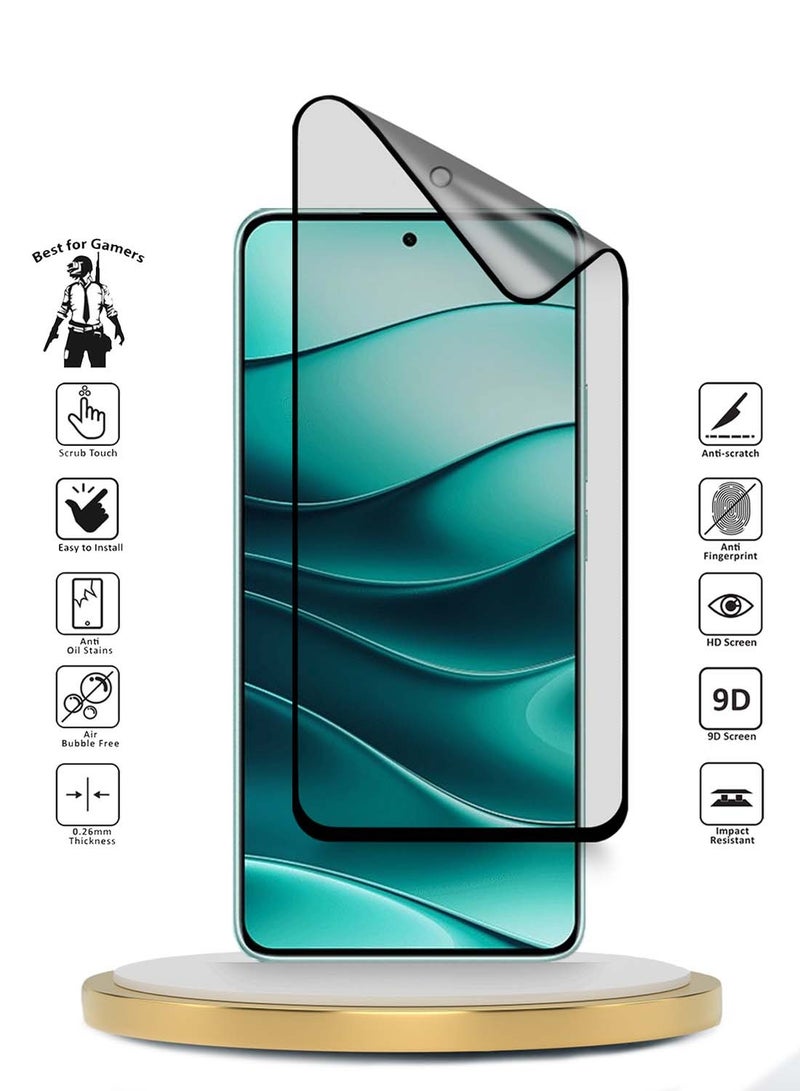 Wtech Xiaomi Redmi Note 14 5G 2024 Nano Ceramic Full Glue Full Cover Matte Flexible Screen Protector - Clear/Black - Image 2