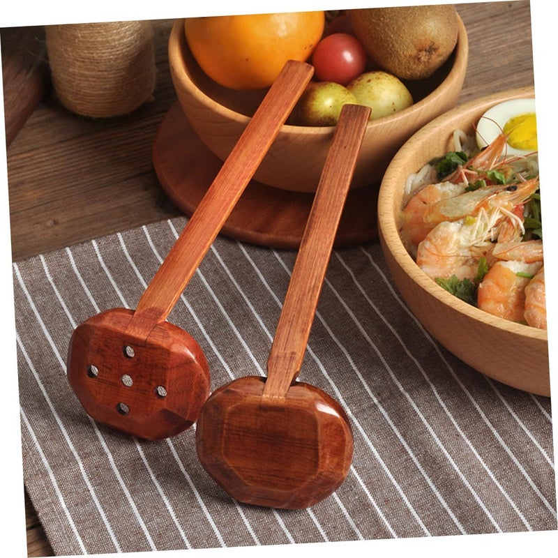 Natural Wood Ladle And Slotted Soup Spoon 4 Piece Set For Ramen - Image 5