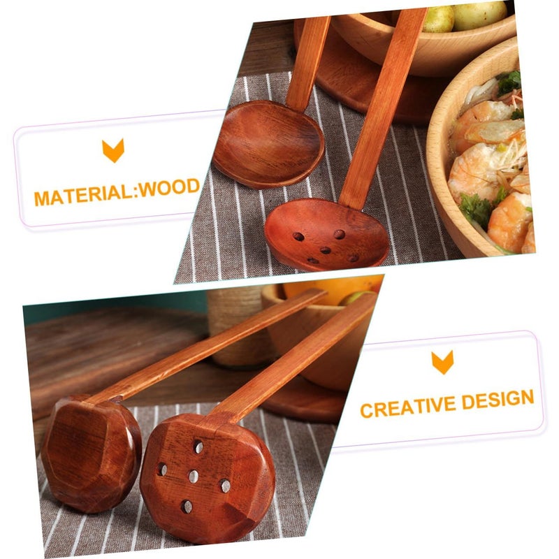 Natural Wood Ladle And Slotted Soup Spoon 4 Piece Set For Ramen - Image 4