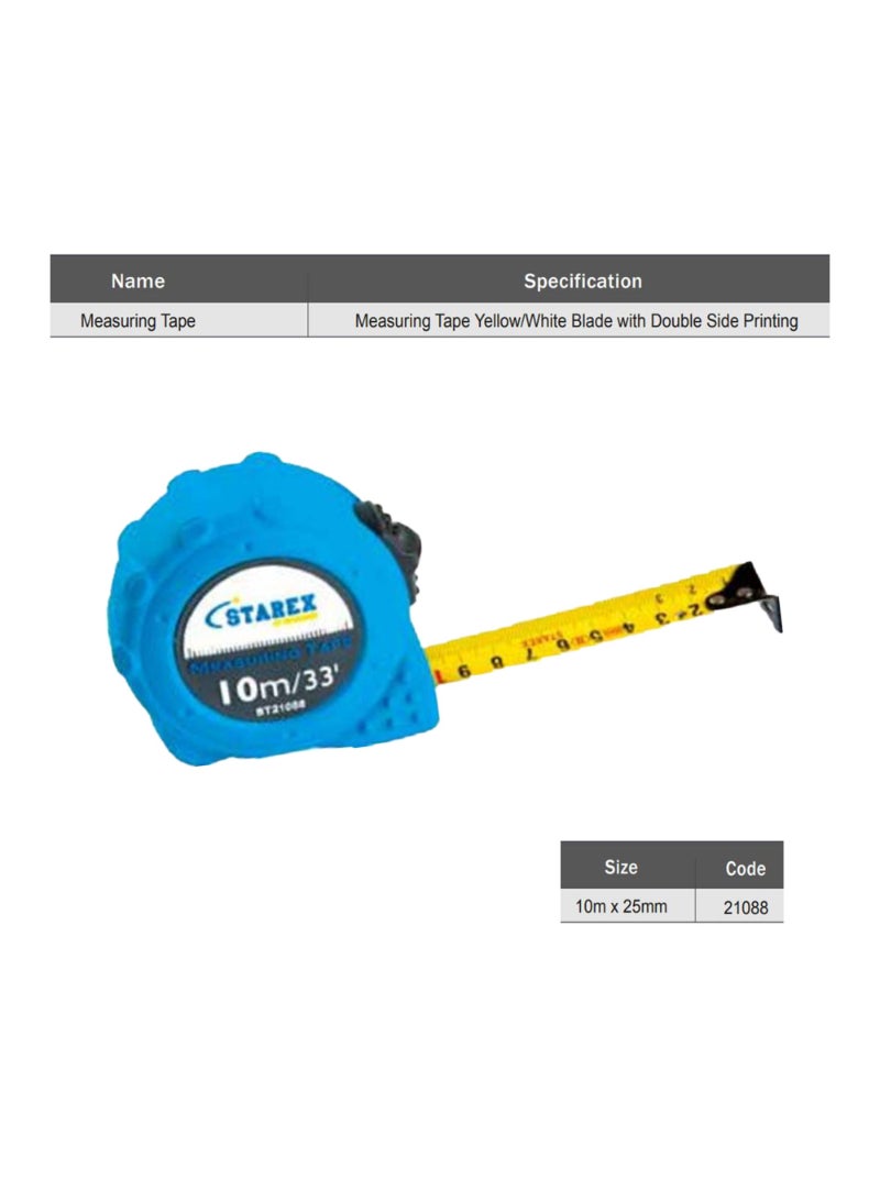 Starex Starex Measuring Tape 10mx25mm Grey Rubber Double Side Print Blad D/Blister 