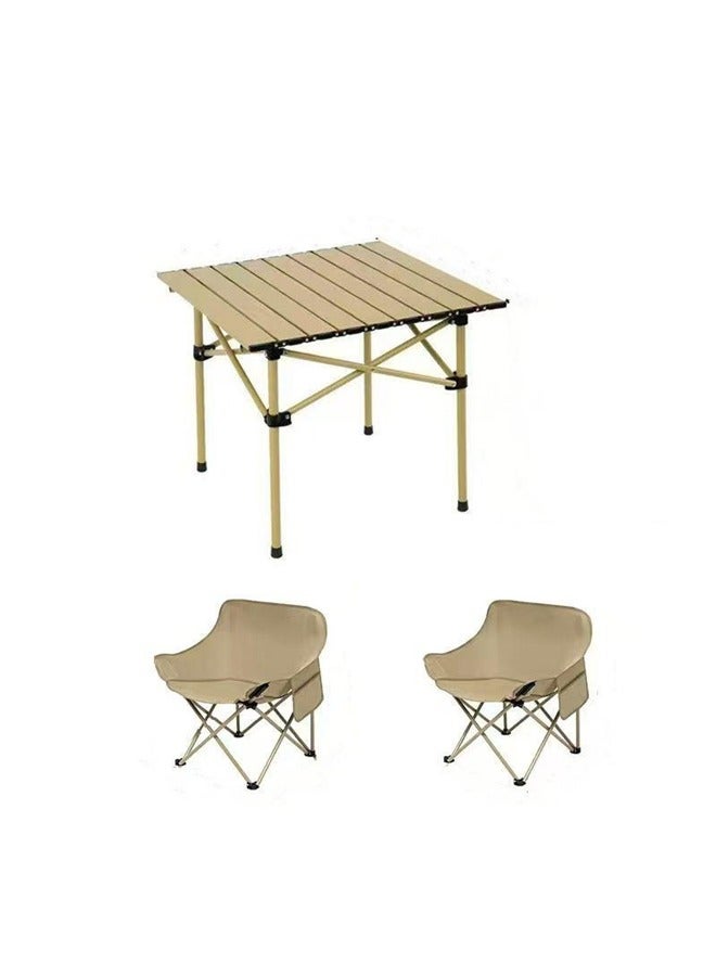 إيه تي إم طقم طاولة وكرسي خارجي قابل للطي من 3 قطع - 53×50×50 سم