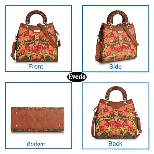 EVEDA Synthetic Leather Gorgeous Embrodeiry Stylish Design Hobo Women Handbag (Tan) - Image 3