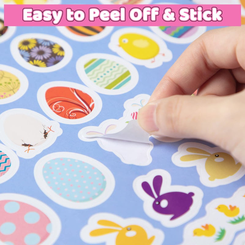 FFNIU 300 Pcs Easter Stickers for Kids, Easter Egg Bunny Stickers, Self-Adhesive Stickers for Easter Basket Stuffers Party Favors Decorations Gift Supplies - Image 4