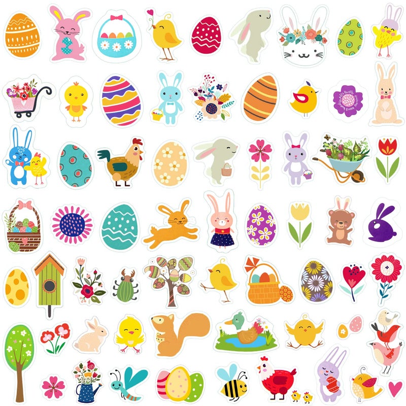 FFNIU 300 Pcs Easter Stickers for Kids, Easter Egg Bunny Stickers, Self-Adhesive Stickers for Easter Basket Stuffers Party Favors Decorations Gift Supplies - Image 1