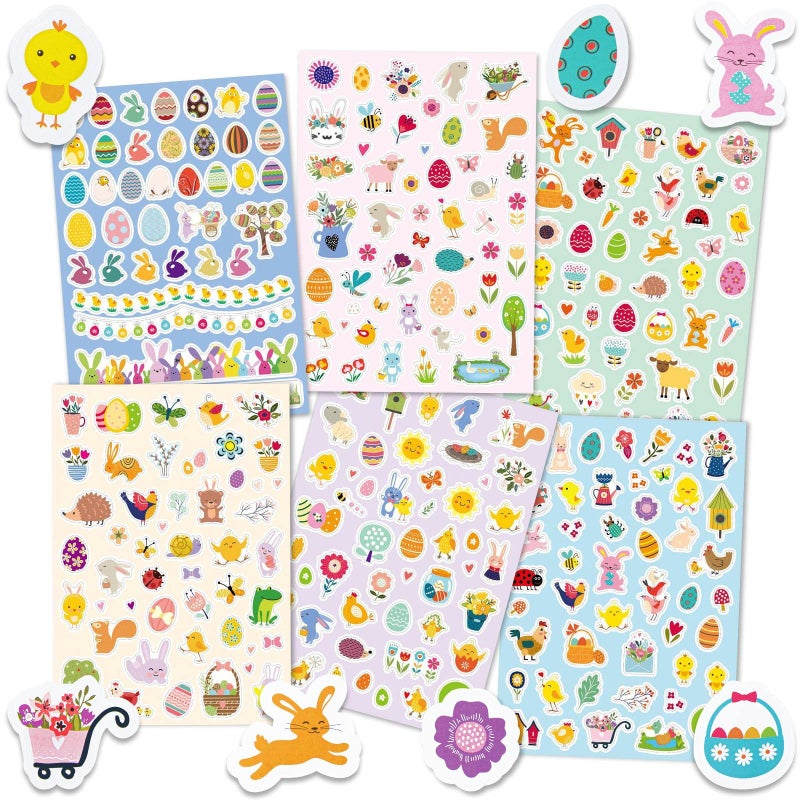 FFNIU 300 Pcs Easter Stickers for Kids, Easter Egg Bunny Stickers, Self-Adhesive Stickers for Easter Basket Stuffers Party Favors Decorations Gift Supplies - Image 2