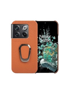 Case Cover For For OnePlus Ace Pro Ring Holder Litchi Texture Genuine Leather Phone Case(Brown)