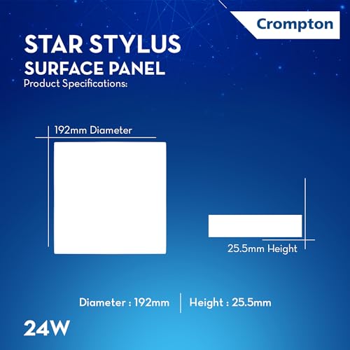 Crompton Platina Star Stylus Surface Panel 24W Square Natural White | Pack of 1 | No False Ceiling Required, Outer Dimension: 193 mm | Surface Mount | for Hall, Bedroom, Kitchen, Office, Store - Image 3