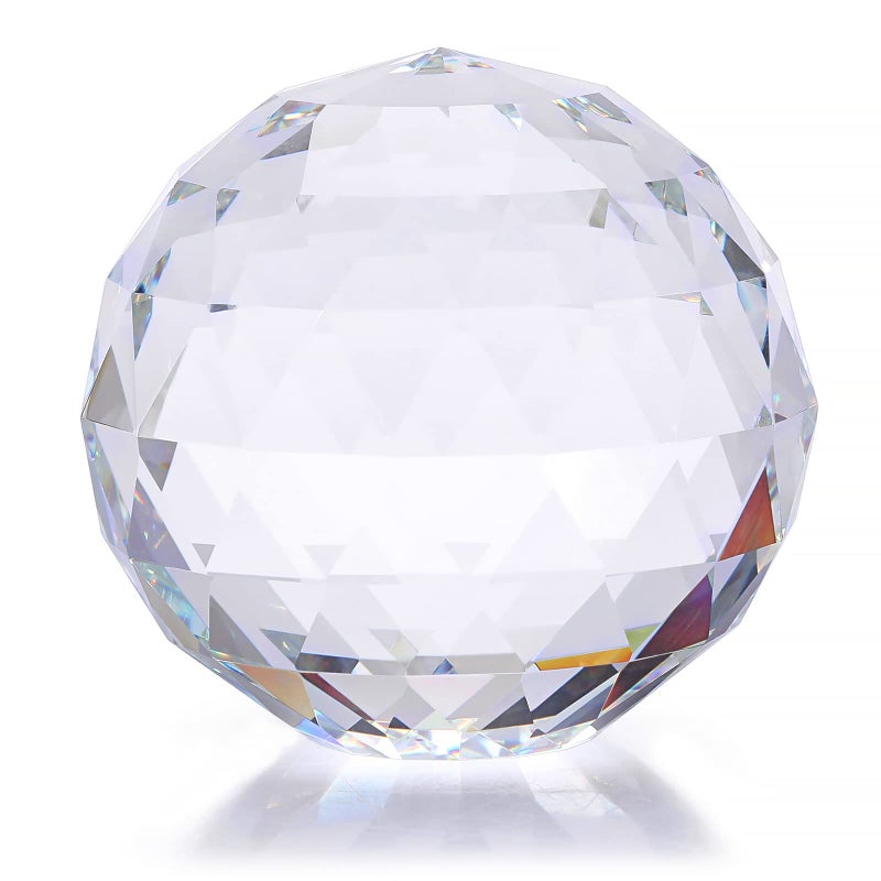 OwnMy OwnMy 100MM Clear Crystal Suncatcher Ball Sparkle Suncatcher Prism Rainbow Makers Sphere Faceted Glass Globe Paperweight Crystal Sphere Window Gazing Ball for Garden Decor 