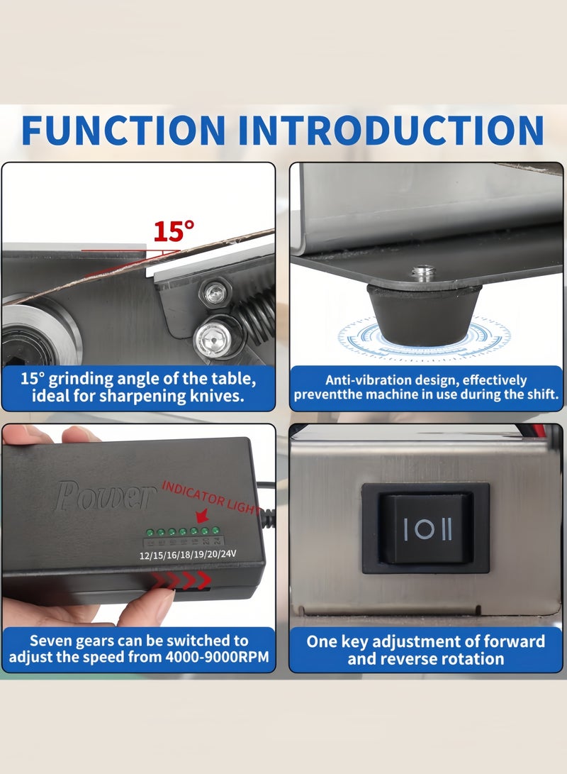 نيهاو Sharpener كهربائي متعدد الوظائف مع تحكم بسرعة 7، 110-240 فولت، نظام شحذ السكاكين والأدوات مع قابس بريطاني قياسي، مثالي للصيد، السكاكين المسننة، سكاكين المطبخ، الأعمال الخشبية، والحرف - وظيفة تلميع، تلميع وإزالة الصدأ. - Image 5