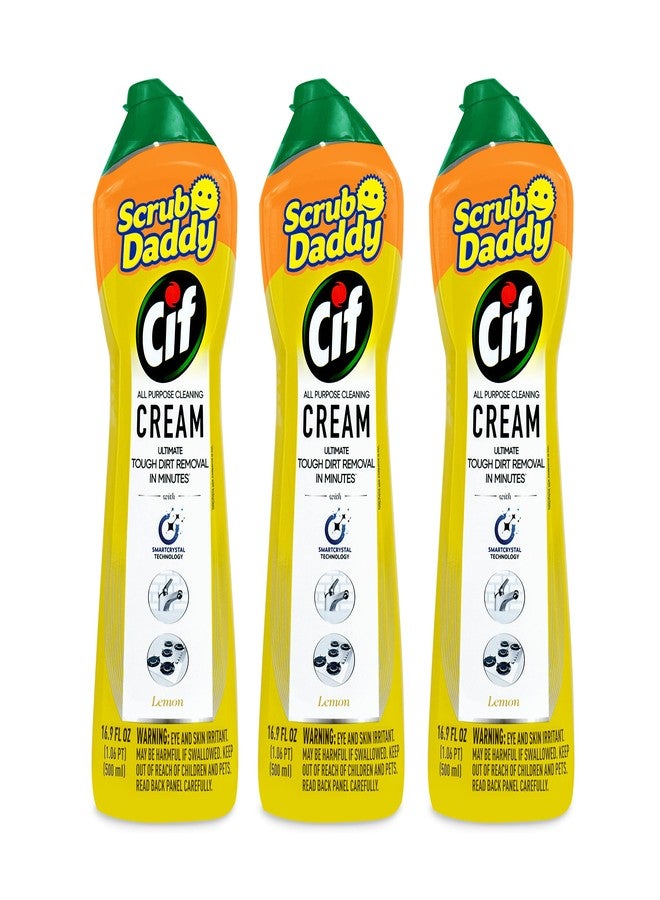 Scrub Daddy Cif Cream All Purpose Cleaner, Lemon - Multi Surface Household Cleaning Cream for Glass, Chrome, Granite, Sink, Gold, Marble & Countertops - 3 Pack (16.9 Oz Each) - Image 1