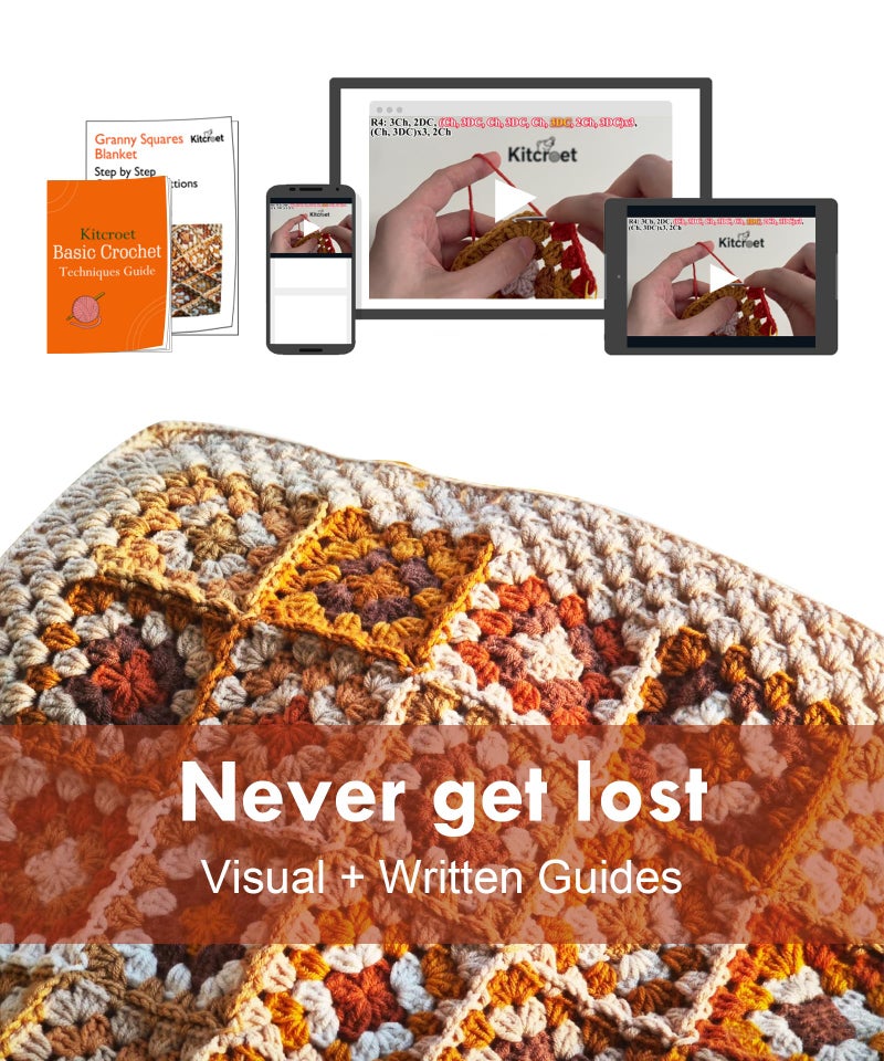 Kitcroet Crochet Kit, Complete Starter Kit for Beginners, Large Granny Squares Blanket with Video & Writtern Instructions, Easy to Learn Crochet Kit - Image 2