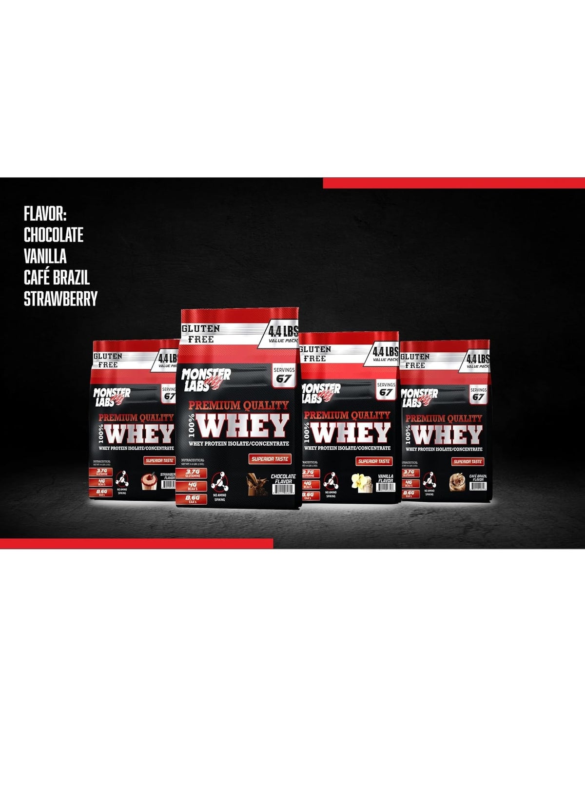 Monster Labs Vanilla 100% Whey Protein 4.4lb