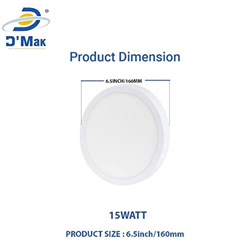 D'Mak Aluminium Surface Mounted Led Light for Ceiling,15 Watt,Warm White Light for Indoor Use at Home and Office, and More, Fancy Round Lights Need No False Ceiling (Pack of 2) - Image 4