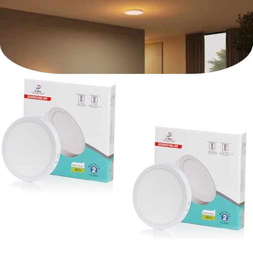 D'Mak Aluminium Surface Mounted Led Light for Ceiling,15 Watt,Warm White Light for Indoor Use at Home and Office, and More, Fancy Round Lights Need No False Ceiling (Pack of 2) - Image 1