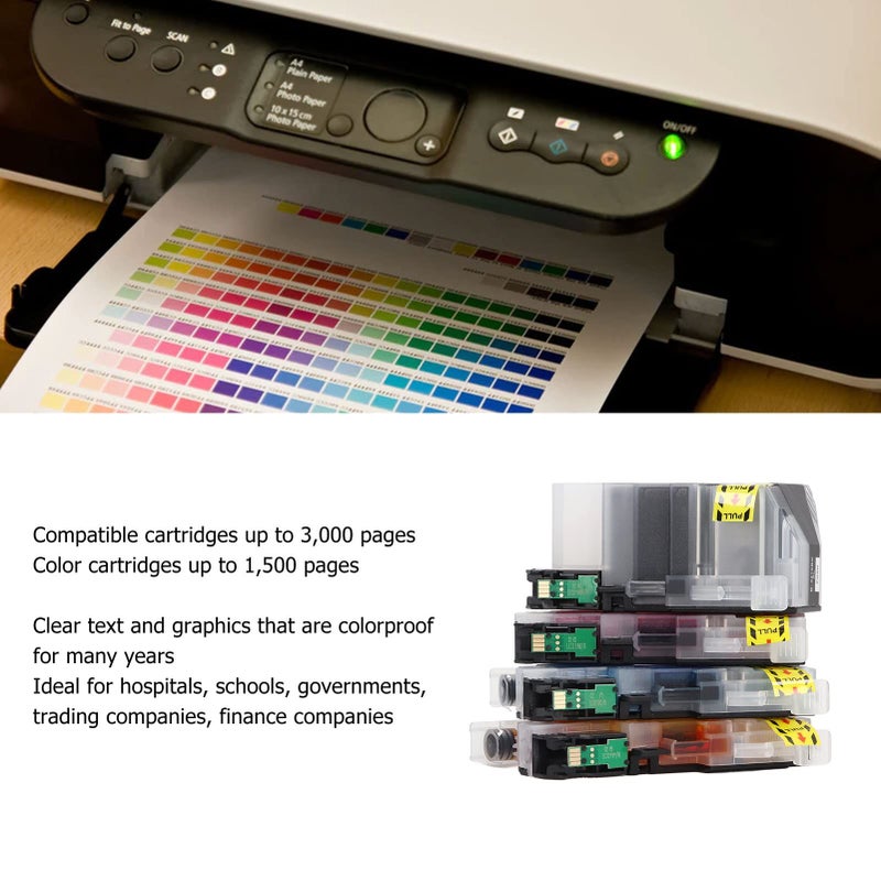 4 Colors Compatible Ink Cartridges Replacement for LC3219 Inkjet Printer - Image 5