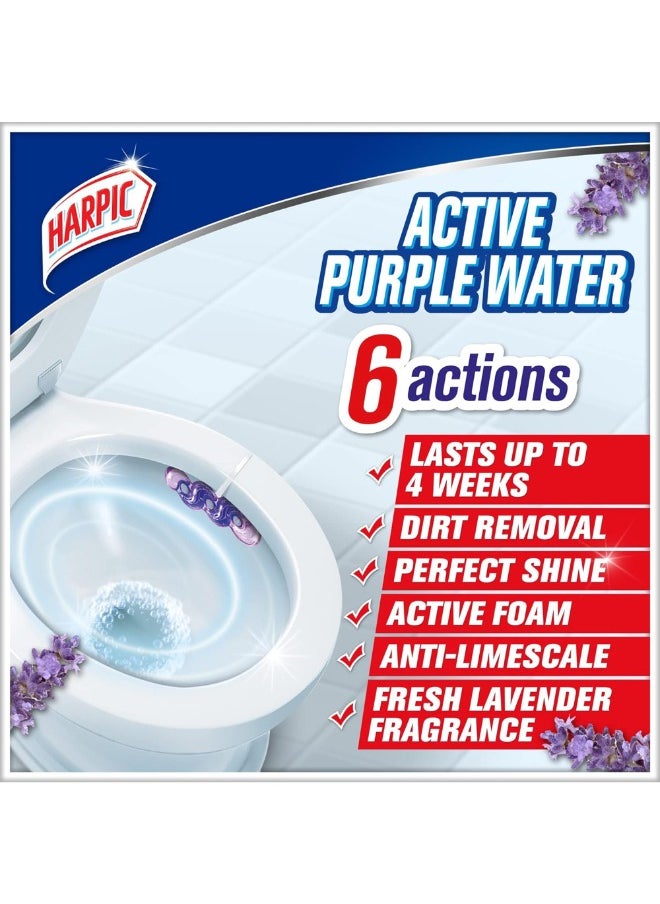 Harpic - Active Purple Water Toilet Cleaner Rim Block Lavender Meadows - Image 1