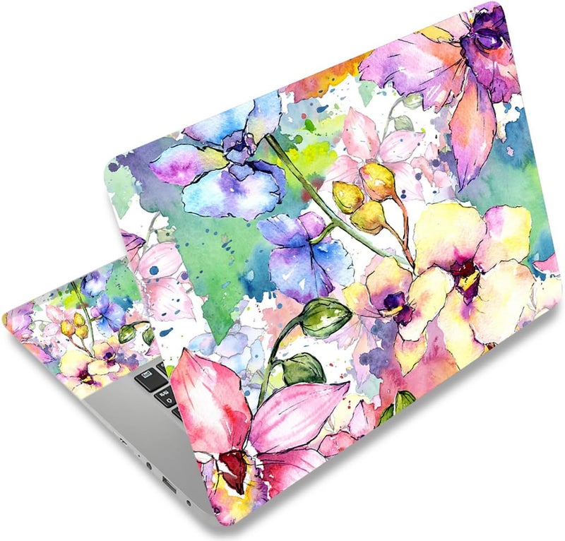 ICOLOR Laptop Skin Sticker Decal 12 13 13.3 14 15 15.4 15.6 inch Personalized Universal Notebook Vinyl Skin Stickers Cover Art Decal Computer Protector (Flowers) - Image 1