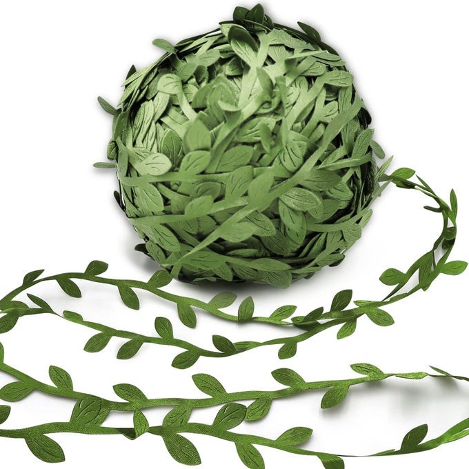 269FT LEAF RIBBON BABY SHOWER DECORATIONS ARTIFICIAL VINES LEAF STRING TRIM RIBBON FOR DECORATIVE SPRING JUNGLE WILD PLANT GREEN HOME WEDDING PARTY BALLOON GARLAND WREATHS DIY CRAFT