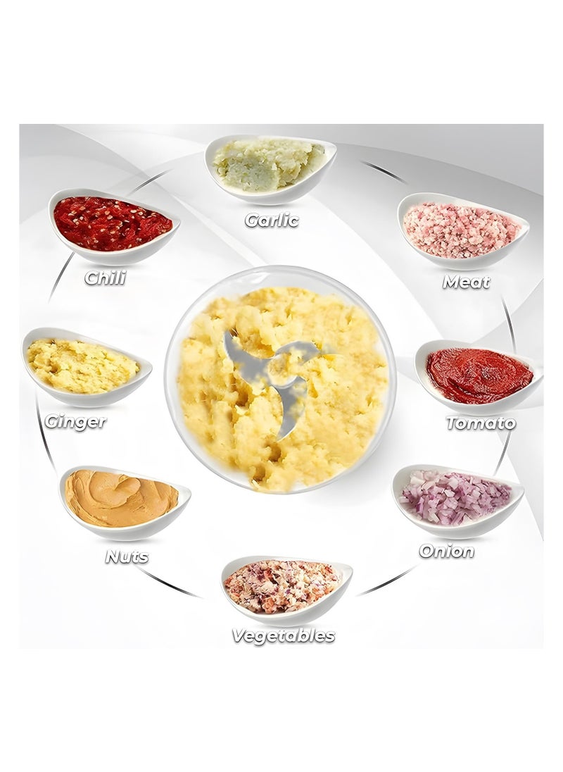LIMITLESS Limitless Multi-Function Electric Mini Food Processor - Chop, Blend, Slice, and Whisk - Includes 3 Stainless Steel Blades & Whisk for Vegetables, Fruits, Nuts, Meats, and Purees  - Image 2