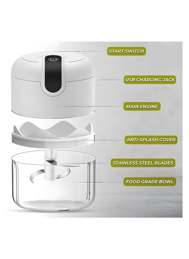 LIMITLESS Limitless Multi-Function Electric Mini Food Processor - Chop, Blend, Slice, and Whisk - Includes 3 Stainless Steel Blades & Whisk for Vegetables, Fruits, Nuts, Meats, and Purees  - Image 4