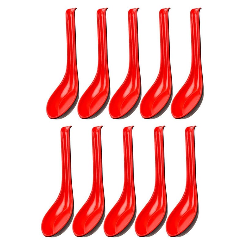 Dual Color Heat Resistant Ramen Spoons 10 Pack Long Handle Noodle Soup Spoons - Image 2