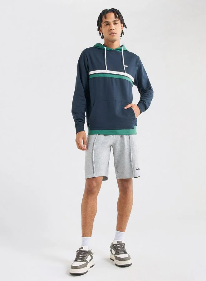 Splash FAV Striped Hooded Sweatshirt with Long Sleeves and Kangaroo Pockets