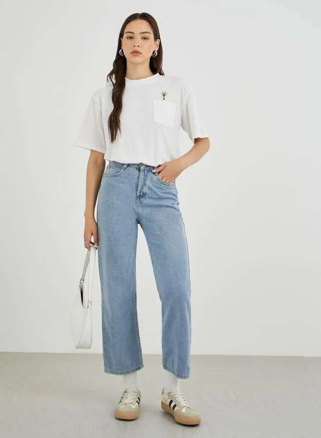 Take Two Floral Embroidered Round Neck T-Shirt