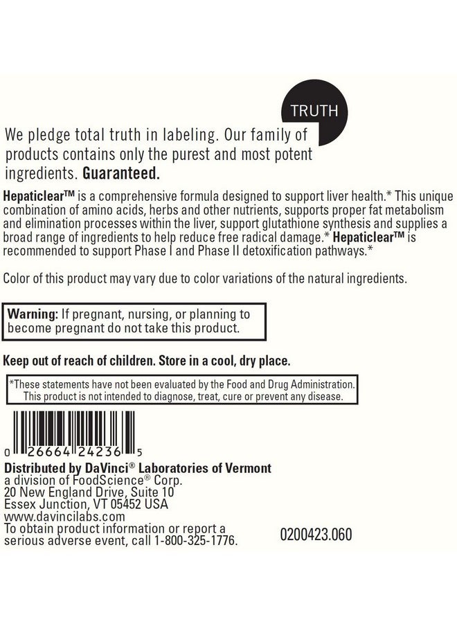 DaVinci Laboratories of Vermont Hepaticlear 60 Count  - Image 4