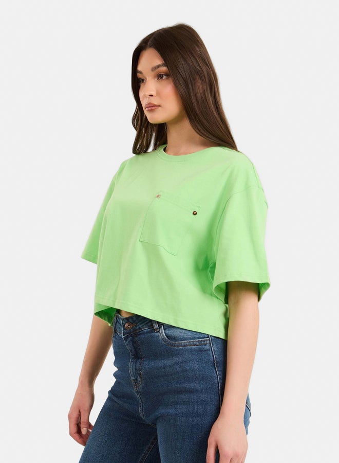 Premoda Women T-Shirt Cropped Green - Image 2
