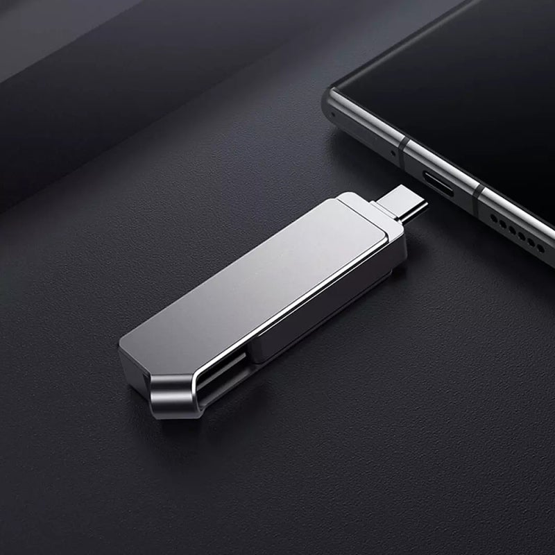 USB Drive 128GB Type C Dual Connector Swivel Metal Design - High-Speed USB 3.1 Portable Storage with 256-bit AES Encryption for Smartphones Tablets Laptops - Image 2