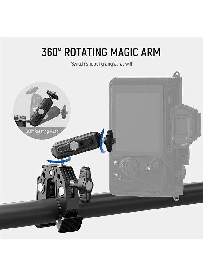 NEEWER Super Clamp with 3" Dual Ballhead Magic Arm, Cold Shoe, 1/4" Threads, Phone/Action Camera Mount Adapter for Desk Tripod Tube Crossbar Gimbal Rods Compatible with SmallRig GoPro DJI, ST83 - Image 5
