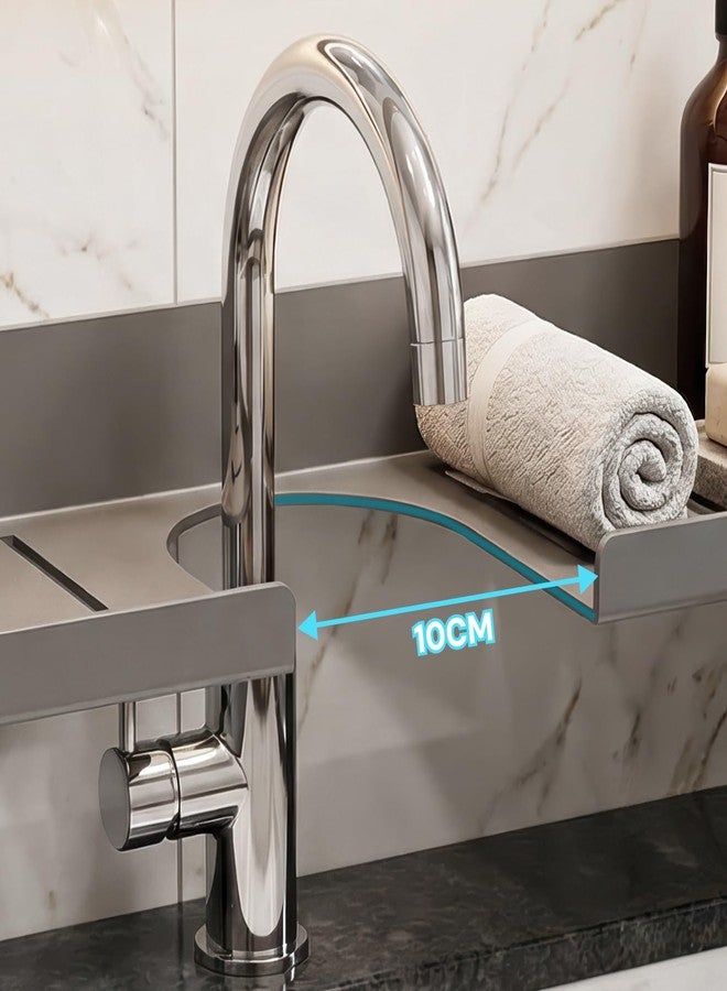 MIORAH 2feet Bath Shelves for Wash Basin | Bathroom Organiser Without Drill Self Adhesive| Tooth Brush Holder Bathroom Accessories & Stand Grey - Image 4
