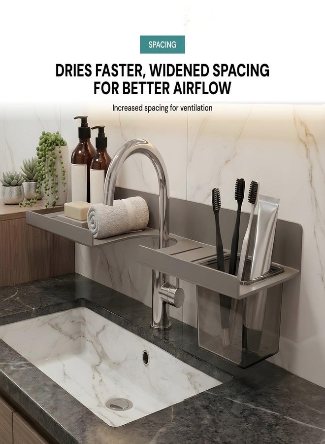MIORAH 2feet Bath Shelves for Wash Basin | Bathroom Organiser Without Drill Self Adhesive| Tooth Brush Holder Bathroom Accessories & Stand Grey - Image 3