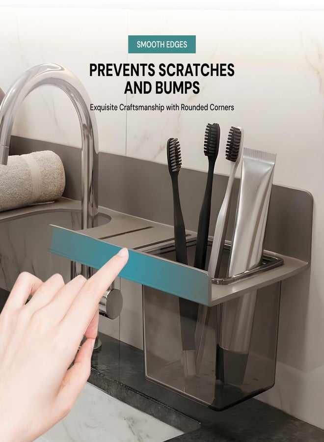 MIORAH 2feet Bath Shelves for Wash Basin | Bathroom Organiser Without Drill Self Adhesive| Tooth Brush Holder Bathroom Accessories & Stand Grey - Image 5