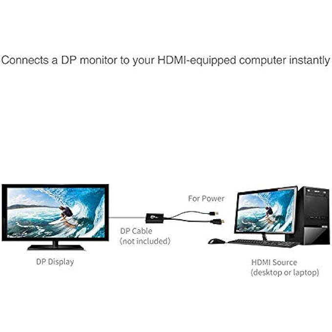 SIIG CE-H22W11-S1 0.18M HDMI + USB DISPLAYPORT BLACK VIDEO CABLE ADAPTER – VIDEO CABLE ADAPTERS (0.18M, HDMI + USB, DISPLAYPORT, MALE, FEMALE, RIGHT) - Image 3