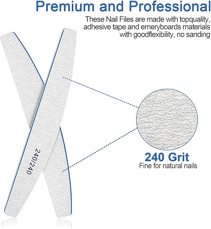 BLESWIN Professional Nail Files 240240 Grit 12 Pcs DoubleSided Emery Boards for Natural Nails Washable and Reusable for Grooming and Styling - Image 5